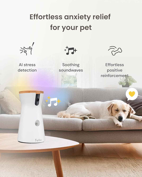 Furbo 360° Dog Camera [Subscription Required] Unlock w/Paid Plan: Home Security & Dog Safety Alerts, Rotating Pet Treat Toss, 2-Way Speaker (Low Risk, 3mo Min. Cancel Anytime)