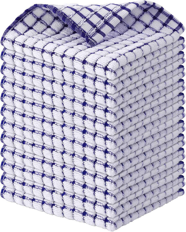 Kitinjoy Cotton 8 Pack Terry Kitchen Dish Cloths, 12 x 12 Inches Super Soft and Absorbent Dish Rags, Quick Drying Dish Towels for Washing Dishes, Mixed Color