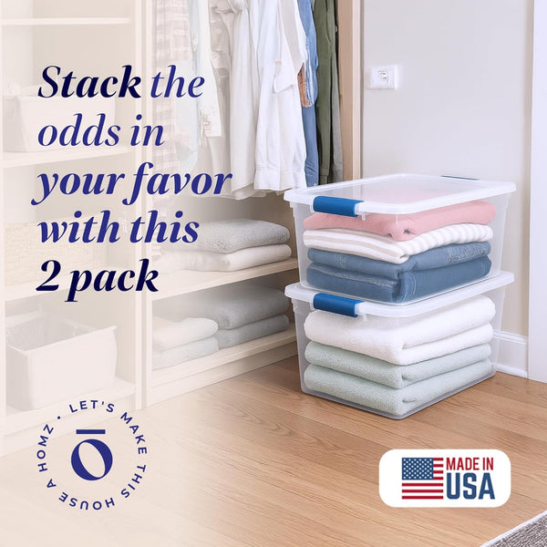 Large Clear Plastic Storage Bins with Lids for Home Office Organization