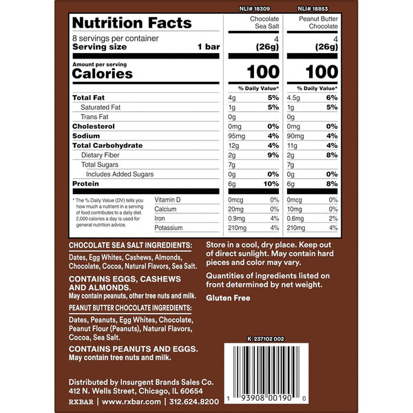 RXBAR Minis Protein Bars Variety Pack 8 Count 7.3oz Box
