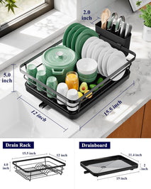 Kitsure Dish Drying Rack for Kitchen Counter Stainless Steel Sink Organization and Storage Essentials