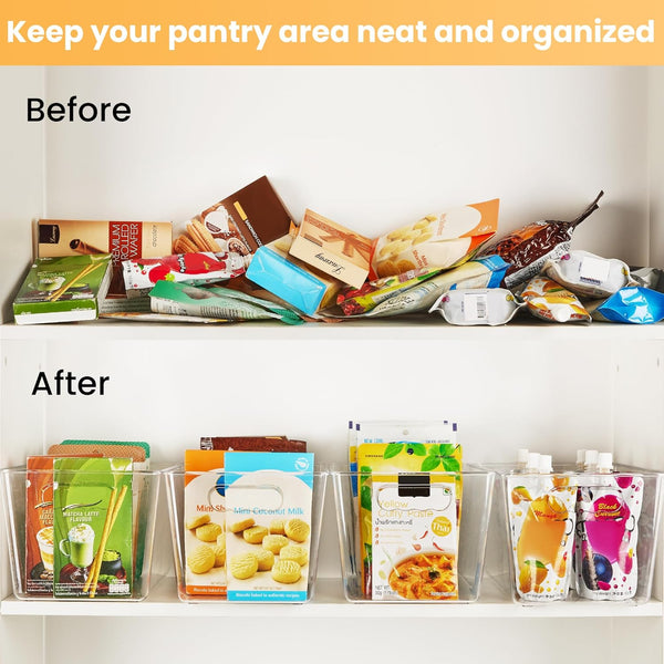 Clear Pantry Organizer Bins for Kitchen and Bathroom Storage