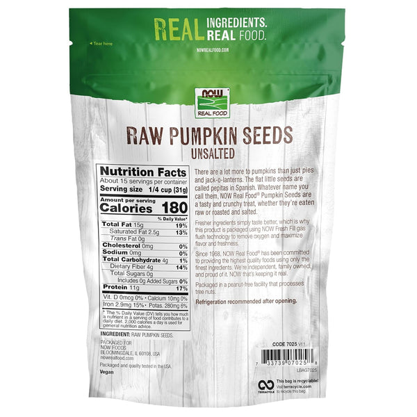 NOW Foods Pumpkin Seeds: Raw, Unsalted, Rich in Iron, Protein-Packed, Non-GMO, 1-Pound