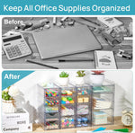 Clear Acrylic Organizer with 16 Drawers for Office Supplies and Desk Storage