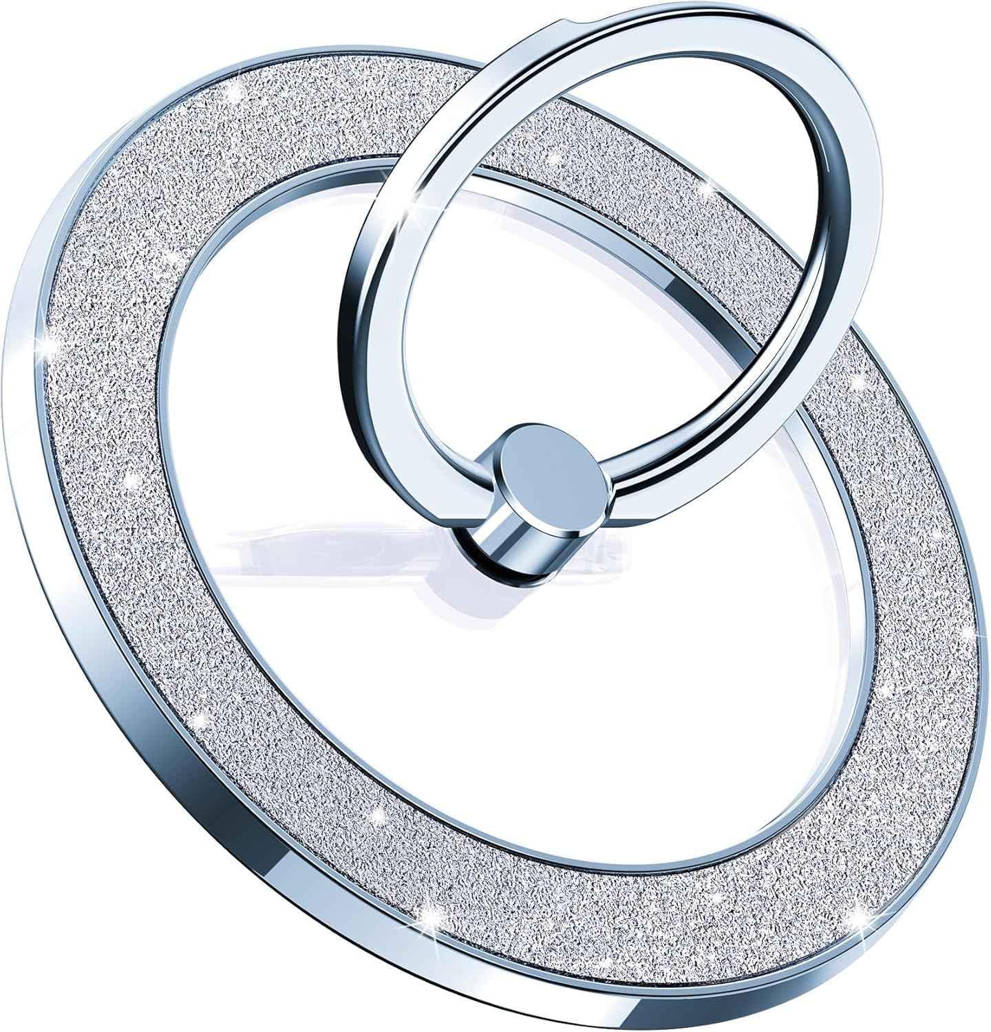 Magnetic Phone Ring Holder for MagSafe Cell Phone Grip Stand Finger Ring Stand Compatible with iPhone 17 16 15 14 13 12 Pro Max MagSafe Accessories Android. (Glitter Gold)