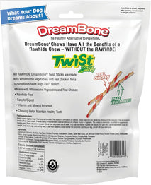 DreamBone twist sticks, made with real chicken, rawhide-free chews for dogs, 50 count, durable and healthy