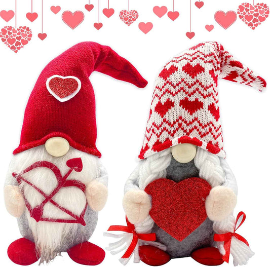 Valentines Day Decor - Valentines Day Decorations - Red Valentine Couple Plush Gnomes Decorations for Home, Indoor, Office - Valentine Gifts for Her, Girls - Romantic Anniversary Vday Gift