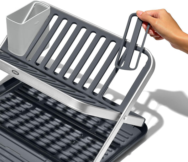 OXO Good Grips Aluminum Fold Flat Dish Drying Rack for Kitchen Counter