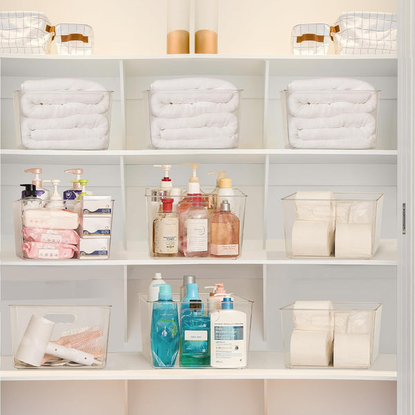 Extra Large Clear Plastic Storage Bins for Pantry Closet Laundry Room Organization