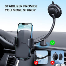 Qifutan Cell Phone Holder for Car Mount with Long Arm and Anti-Shake Stabilizer