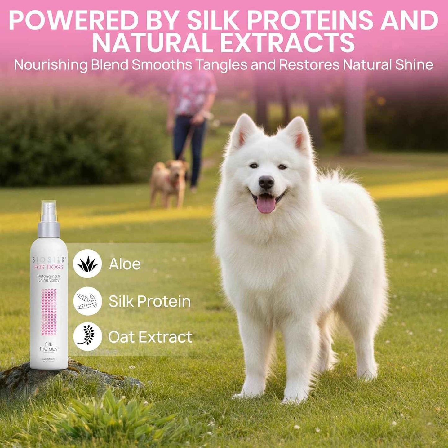 BioSilk Therapy Detangling Plus Shine Protecting Mist for Dogs | Best Detangling Spray For All Dogs and Puppies