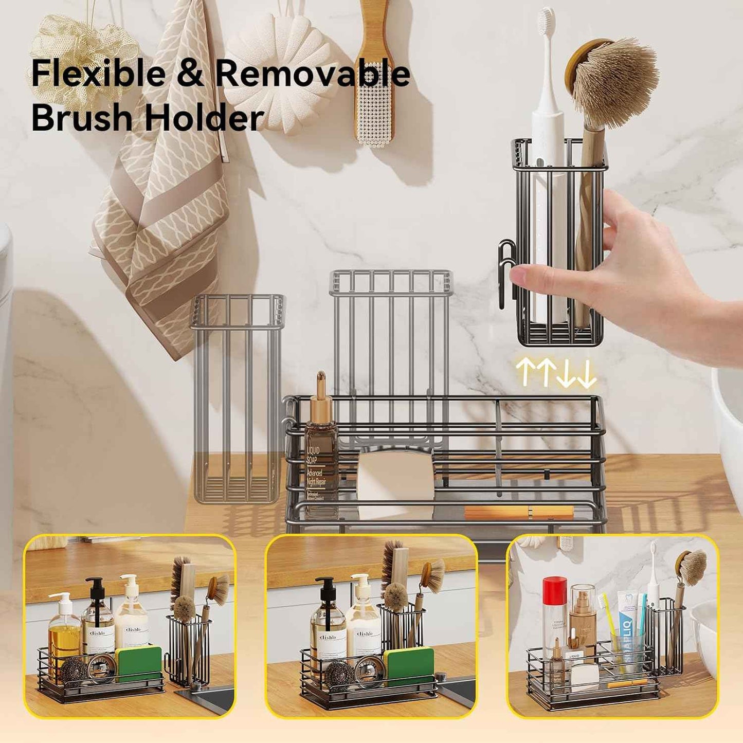 Kitchen Sink Caddy with Instant Drying Stone and Dish Sponge Holder