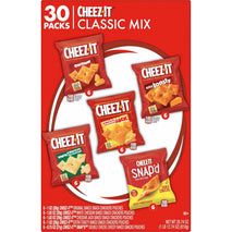 Cheez-It Original, Extra Toasty, Cheddar Jack, White Cheddar, and Cheez-It Snap'd Double Cheese Baked Snack Crackers Variety Pack, 28.74oz Box (30 Packs)