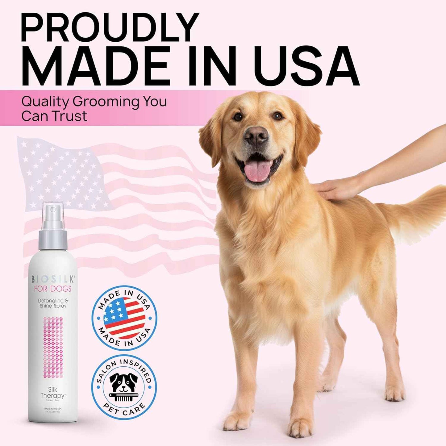 BioSilk Therapy Detangling Plus Shine Protecting Mist for Dogs | Best Detangling Spray For All Dogs and Puppies