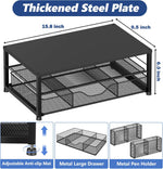 2-Tier Computer Monitor Stand Riser with Drawer and Pen Holders for Office Supplies