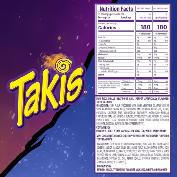Takis Mini Variety Pack Assorted Flavored Rolled Tortilla Chips