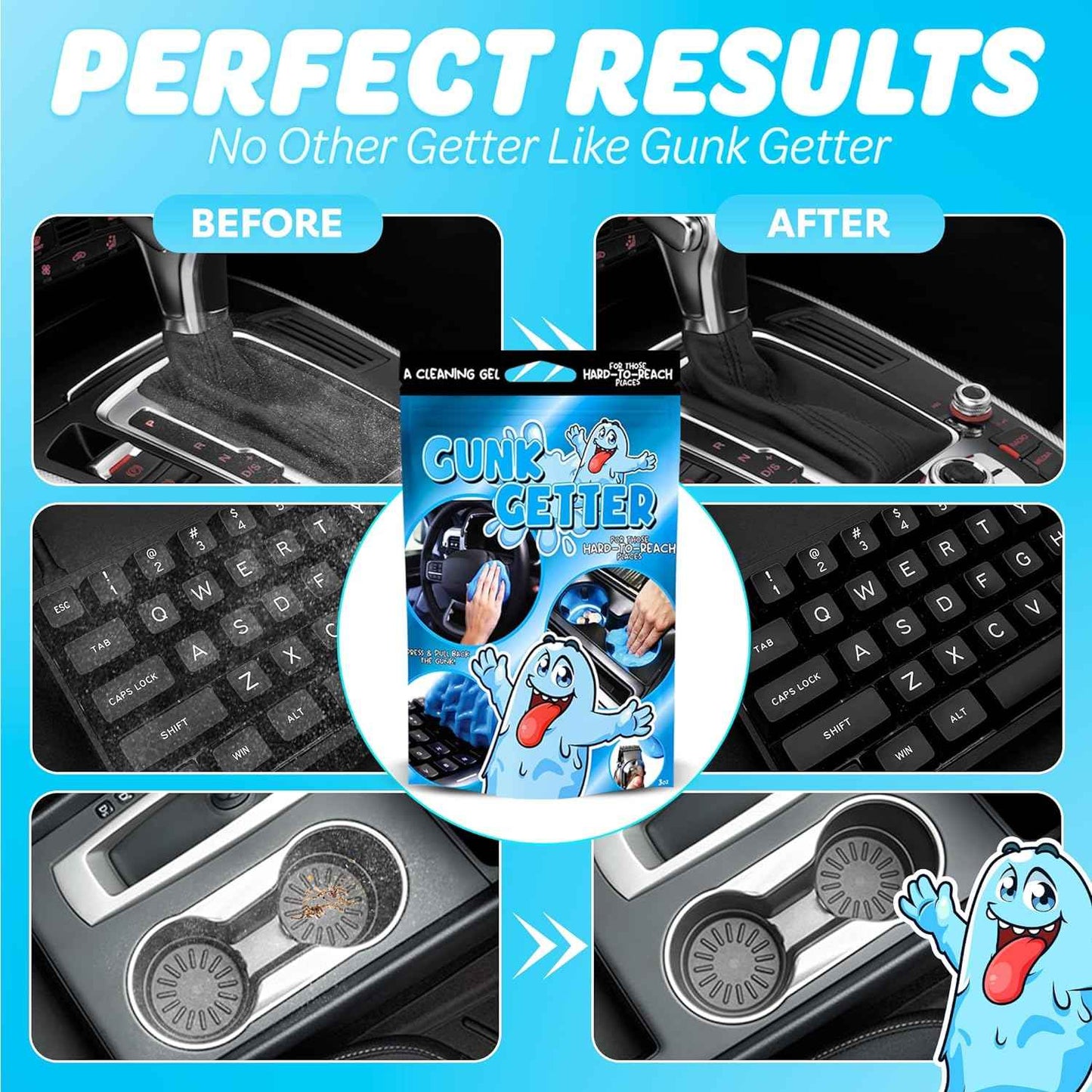 PeerBasics, Cleaning Gel for Those Hard to Reach Places, Automotive Cup Holder Electronic Keyboard Office, Slime Gel Cleaner Dust Crumb Removal (Resealable Pouch, Blue, 3oz)