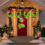Outdoor Christmas Fence Decorations, 6Pcs Light Up Christmas Fence Peeker Signs Decor with LED String Lights for Yard Garden Lawn Fireplace, Tree Decoration