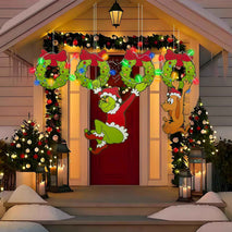 Outdoor Christmas Fence Decorations, 6Pcs Light Up Christmas Fence Peeker Signs Decor with LED String Lights for Yard Garden Lawn Fireplace, Tree Decoration