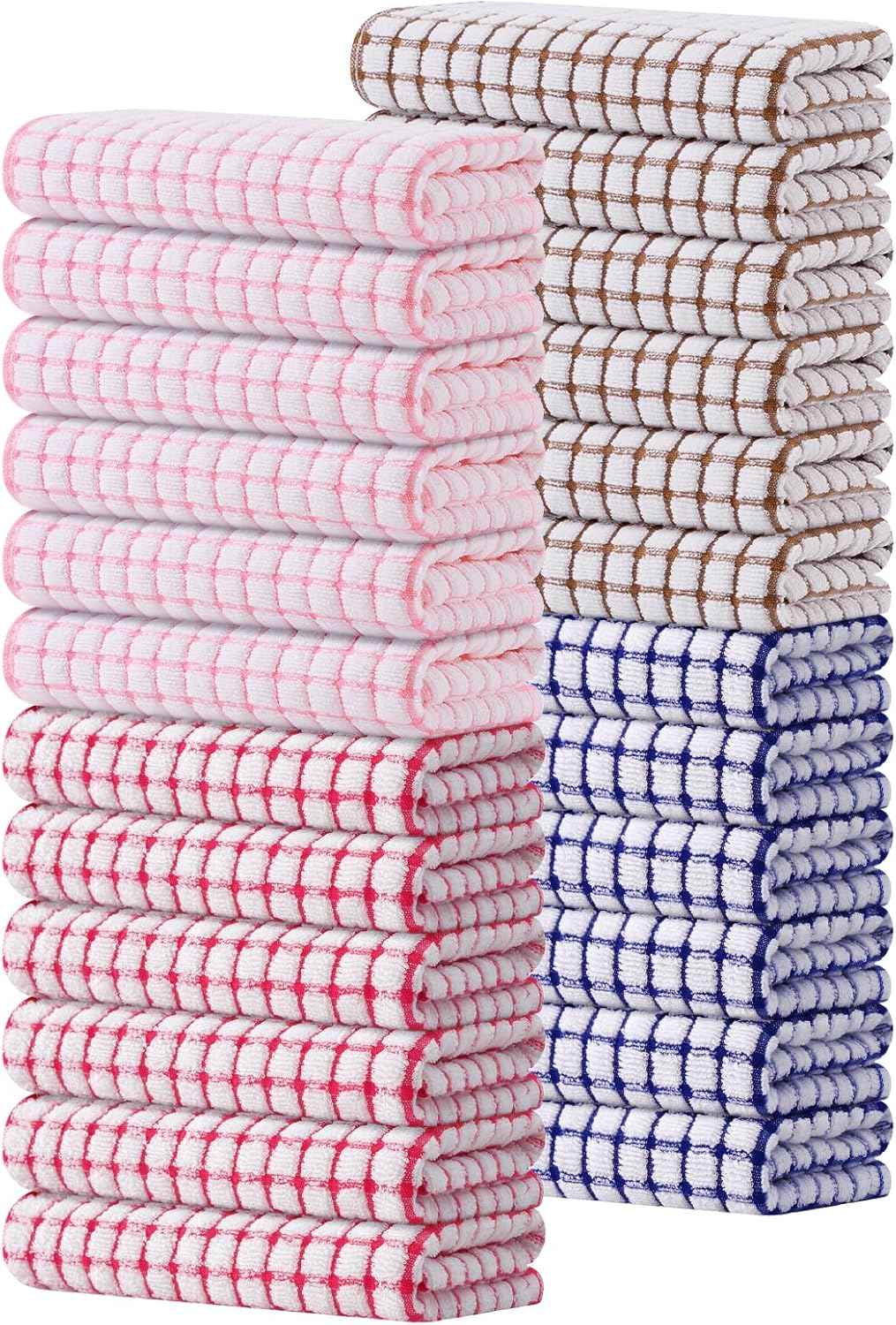 Kitinjoy Cotton 8 Pack Terry Kitchen Dish Cloths, 12 x 12 Inches Super Soft and Absorbent Dish Rags, Quick Drying Dish Towels for Washing Dishes, Mixed Color