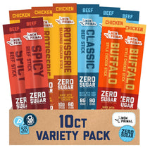 New Primal Meat Sticks Sampler, Grass-Fed Beef, All Natural Chicken, 10 Count