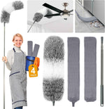 Retractable Gap Dust Cleaner Cleaning Tools with 2 Microfiber Dusting Cloths Long Handle 60inches Washable and Retractable Duster Brush for Cleaning Under Appliances Furniture Couch Fridge
