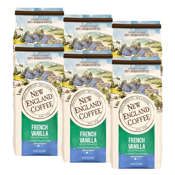 New England Coffee Decaffeinated Breakfast Blend Medium Roast Ground Coffee, 10oz Bag, 100% Arabica, Gluten Free, Kosher, Small Batch Roasted
