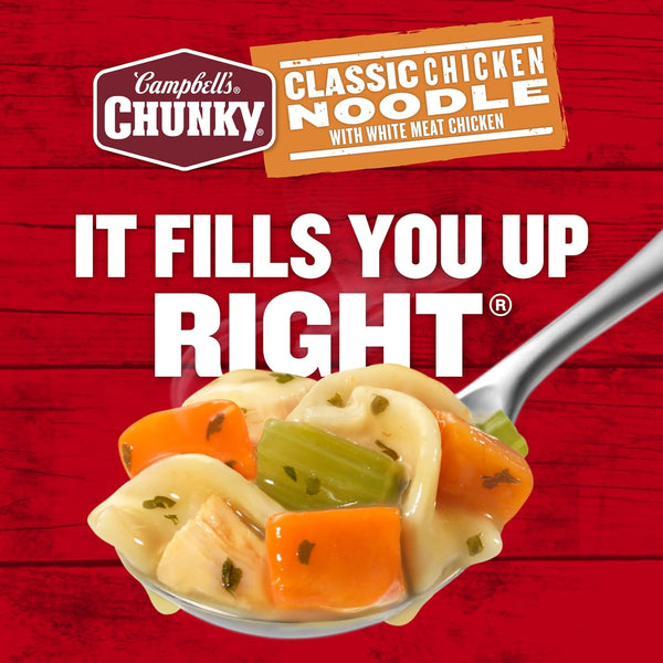 Campbell's Chunky Classic Chicken Noodle Soup, 16.1 Oz Cans, No Antibiotics, 8-Count Case