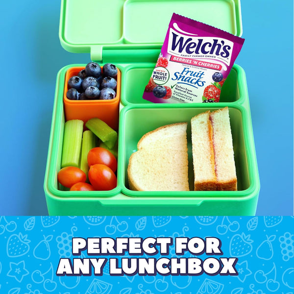 Welch's Fruit Snacks, Mixed Fruit & Berries 'N Cherries Snack Box, Gluten Free, 0.8oz Snack Packs (Pack of 60)