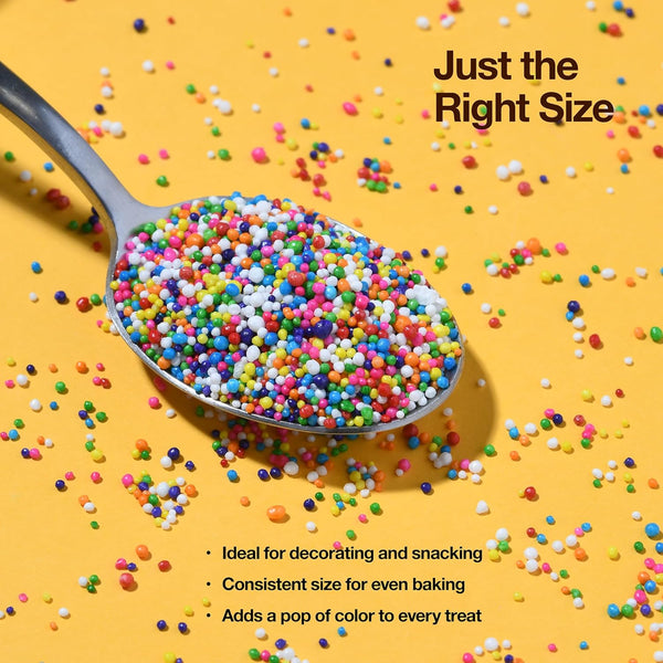 Rainbow Nonpareils Sprinkles 10 oz - Kosher Mini Round Sprinkles for Baking, Cupcakes, Cookies, Cakes, Ice Cream and Cake Decorations