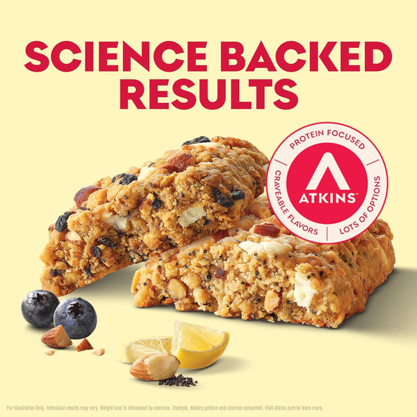 Atkins Soft Baked High Protein Bars, 12 pack, 2g sugar, 4g net carbs, 15g protein