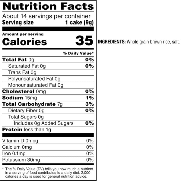 Quaker Large Rice Cakes, Lightly Salted, Gluten Free, 100% Whole Grains, 4.47 Oz, Pack of 6