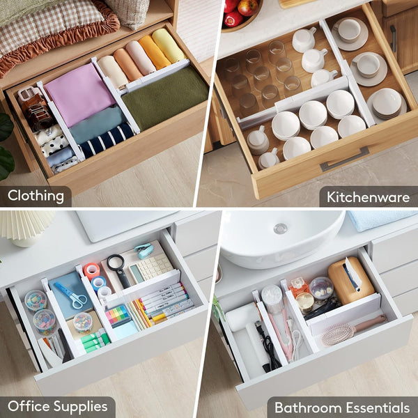 Drawer Dividers for Clothes and Kitchen Utensils, Adjustable and Expandable