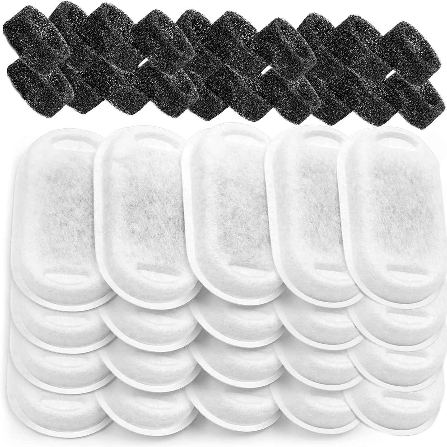 Cat Water Fountain Filters for Stainless Steel 67oz/2L Adjustable Water Flow Pet Fountain, 8 Pack Pet Replacement Filters with 8 Sponges