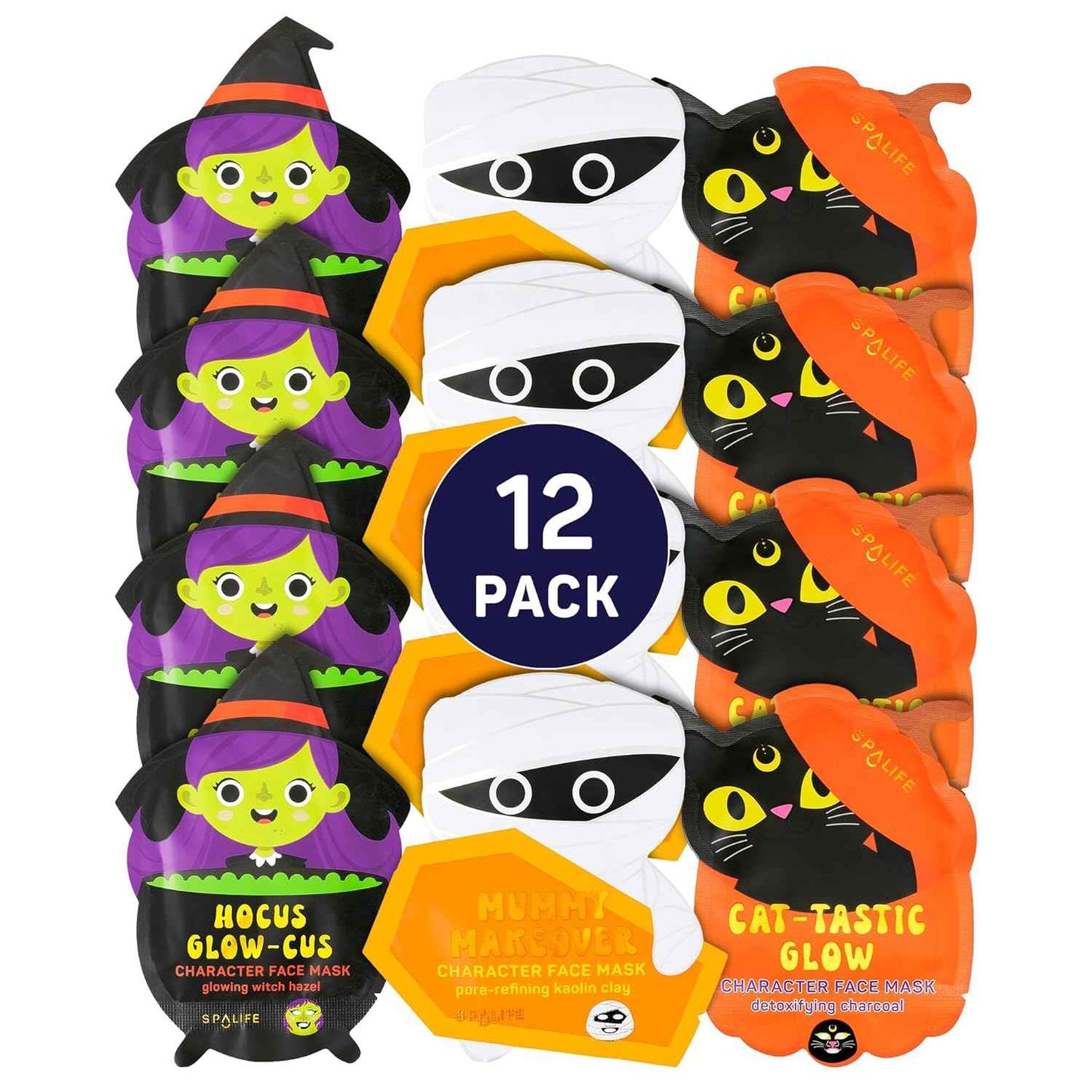 SpaLife Beauty Holiday Treats Christmas Face Mask Bundle | Korean Facial Mask | Hydrating, Soothing and Moisturizing Sheet Mask Set | Stocking Stuffers for Women | Bulk Christmas Gifts | 12 Pack