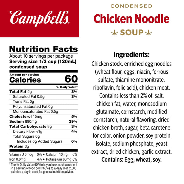 Campbell's Condensed Chicken Noodle Soup, 10.75 Oz Can, Pack of 4