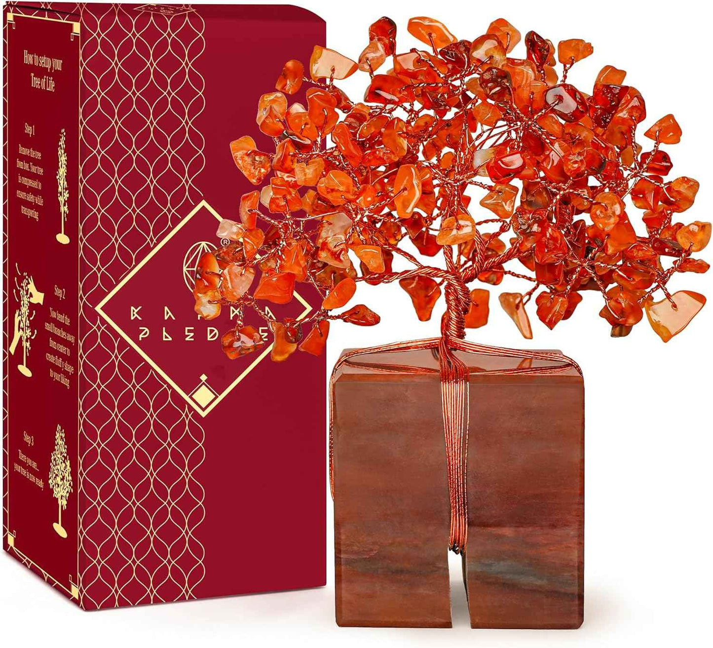 Crystal Tree of Life 7 Chakra Healing Crystals Trees for Home Decor, Office Desk Decor, Boho Decor, Handmade Bonsai Trees for Positive Energy, Money, Good Luck Birthday Gifts for Women, Mom