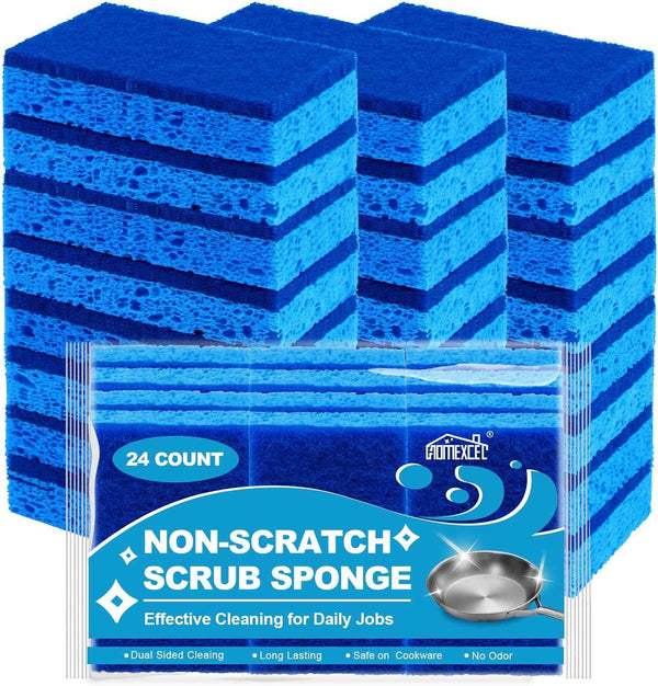 HOMEXCEL 24-Pack Non-Scratch Scrub Sponges for Cookware, Household, Bathroom