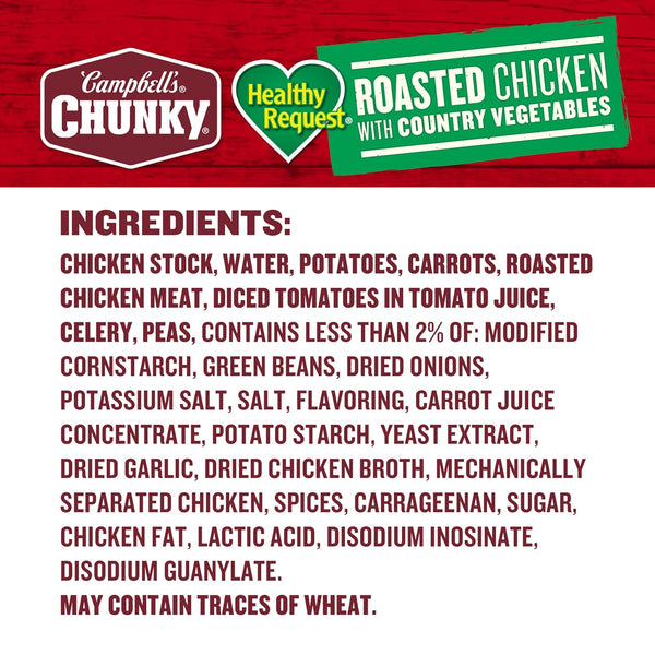 Campbell's Chunky Healthy Request Roasted Chicken Soup, 12-Pack, 18.6 Oz Cans with Vegetables