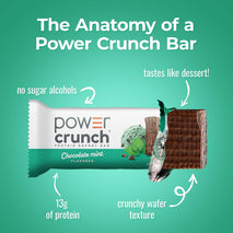 Power Crunch Protein Energy Wafer Bars, Chocolate Mint, 1.4 Ounce, 12 Count