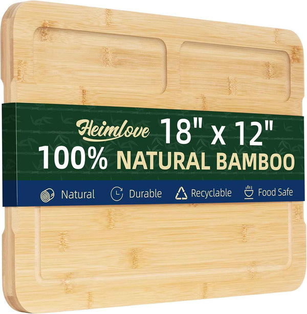 Heimlove Walnut Wood Cutting Board for Kitchen, 24"x18" Reversible Wooden Chopping Board with Deep Juice Grooves and Handles, Natural Walnut Wood Cutting Board for Chopping, Cheese, Vegetables