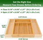 Bamboo drawer organizer for kitchen utensils and storage