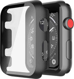 Misxi 2 Pack Tempered Glass Case Compatible for Apple Watch Series 11 (2025) Series 10 46mm, Screen Protector Cover for iWatch, Black