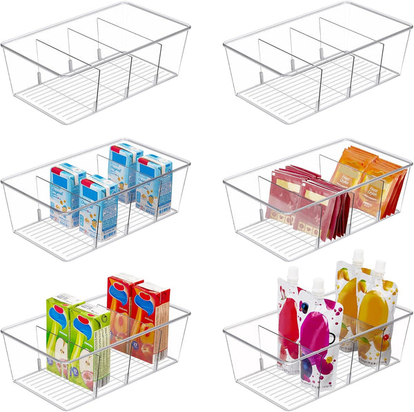Clear Plastic Food Storage Organizer Bins for Pantry and Kitchen
