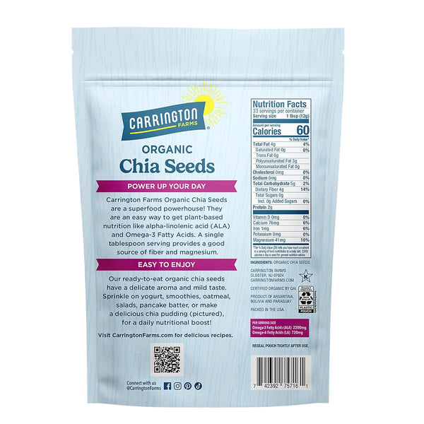 Carrington Farms Organic Chia Seeds, 14 Oz, Gluten-Free, USDA Organic