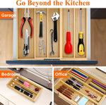 Bamboo Silverware Drawer Organizer Tray for Kitchen Utensils and Tools