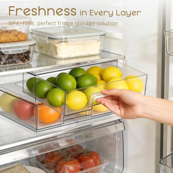 Clear Acrylic Stackable Storage Drawers for Bathroom, Kitchen, and Vanity