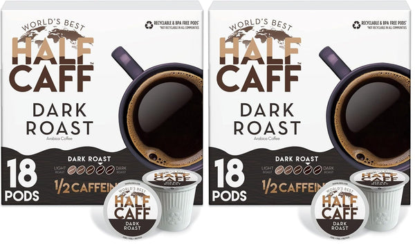 Half Caff Dark Roast Coffee Pods, 100 ct, Single Serve Pods, 100% Arabica, Keurig Compatible