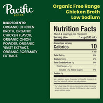 Pacific Foods Organic Low Sodium Chicken Broth 8 Ounce 4 Pack No Artificial Preservatives