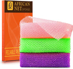 ujfqbh 3 pieces african bath sponge pink yellow purple exfoliating shower body scrubber